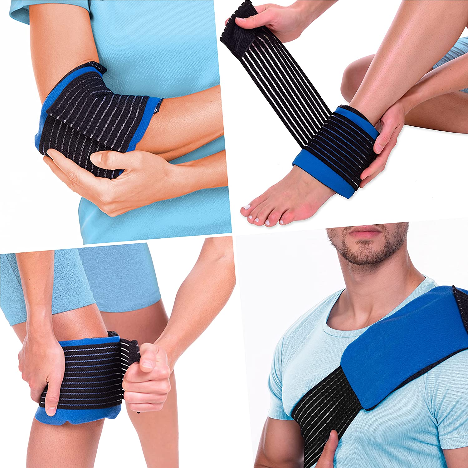 Hot/Cold Gel Pack with Compress Wrap for Muscle and Joint Pain Relief