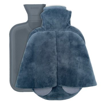 Hot Water Bottle with Plush Foot Warmer Cover, 2L - Grey
