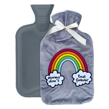 Hot Water Bottle with Sherpa Fleece Cover - 2 Litre - Rainbow
