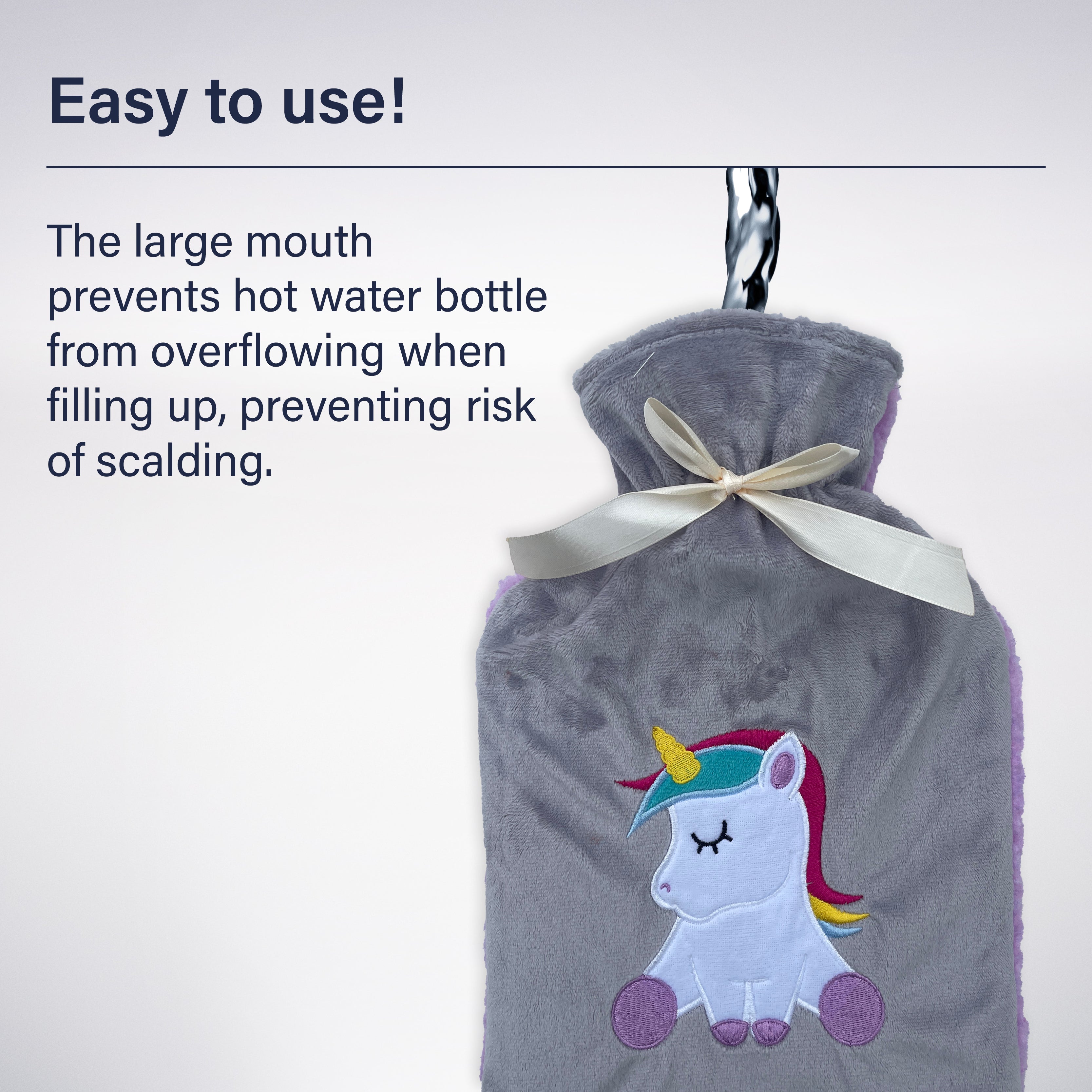 Hot Water Bottle With Rainbow Coloured Faux Fur Unicorn Design Cover - View #4