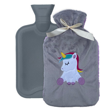 Hot Water Bottle with Sherpa Fleece Cover - 2 Litre - Unicorn