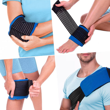GPD 3in1 Gel Ice Pack for Injuries with Elastic Wrap - All Body (Hot/Cold) Reusable